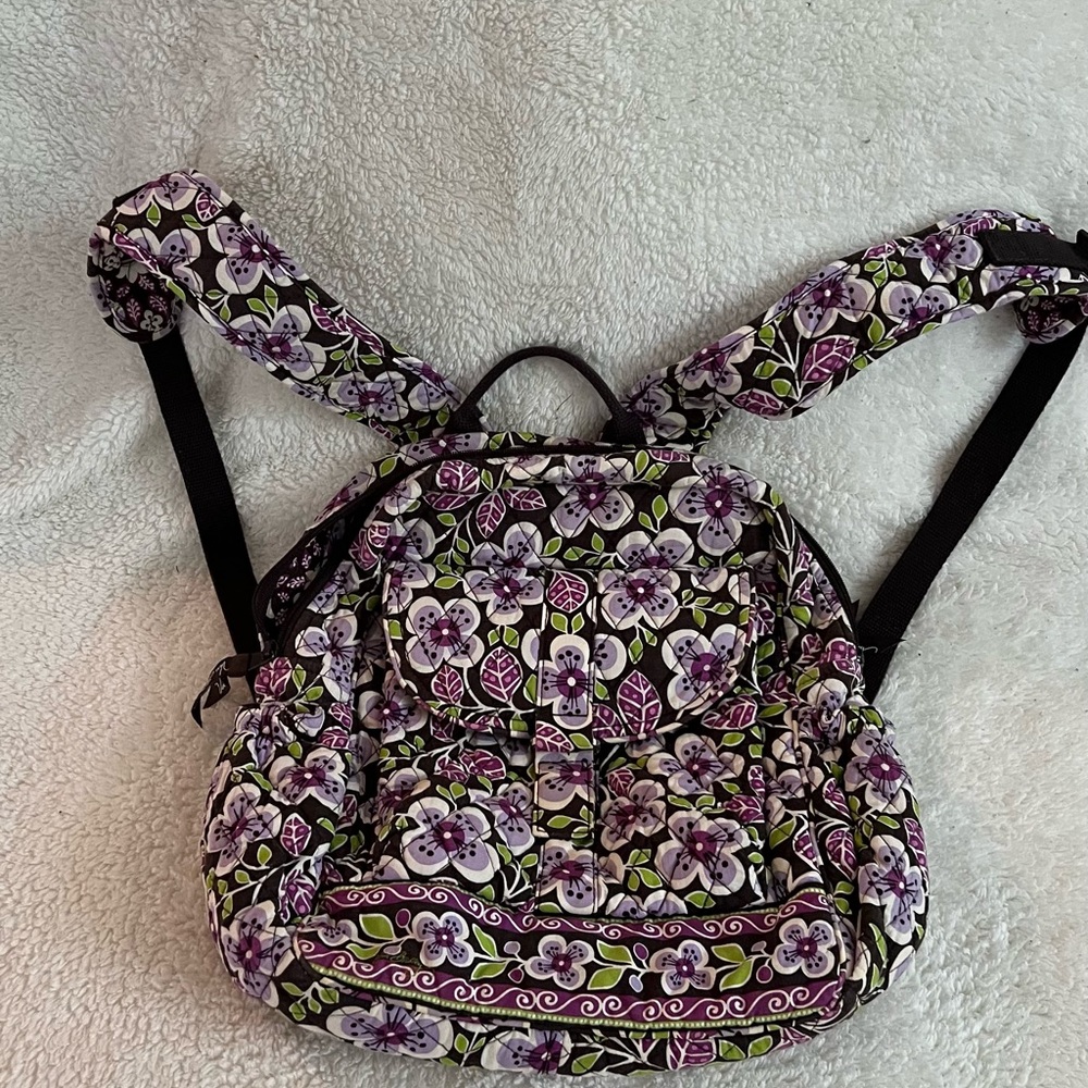 Vera Bradley Black and Purple Floral Backpack